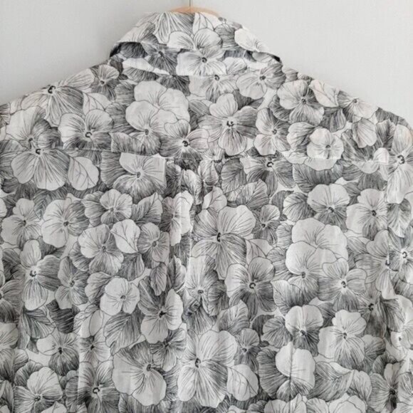 McGREGOR 100% Cotton Semisheer Button Down Shirt Floral B&W Sz S - Picture 9 of 12